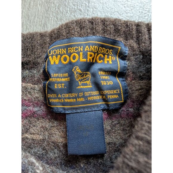 Woolrich Brown Fair Isle Patterned Wool Sweater Large - Picture 3 of 6